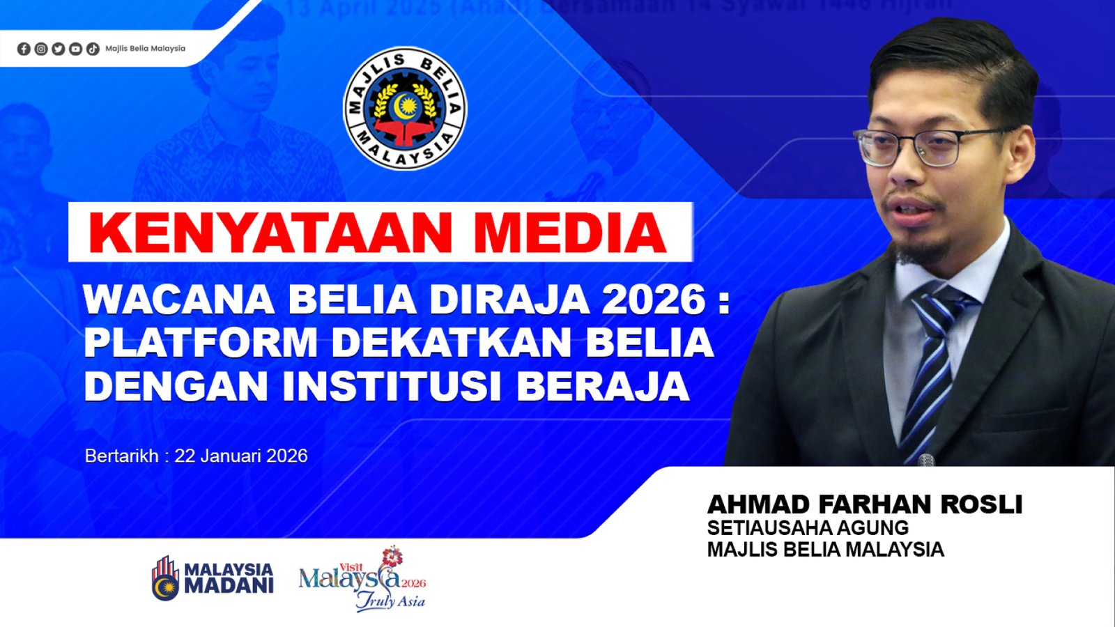 Wacana Belia Diraja 2026 : Platform Dekatkan Belia dengan Institusi Beraja
