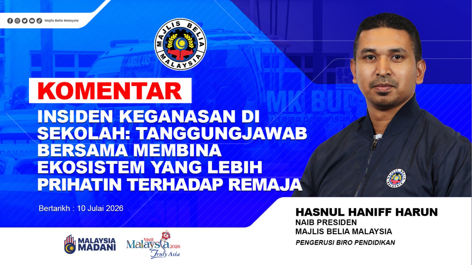 Insiden Keganasan di Sekolah: Tanggungjawab Bersama Membina Ekosistem yang lebih Prihatin terhadap Remaja