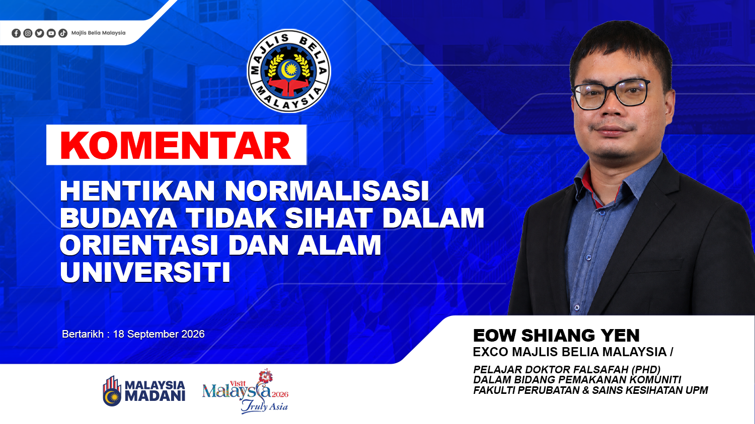 Hentikan Normalisasi Budaya Tidak Sihat Dalam Orientasi Dan Alam Universiti